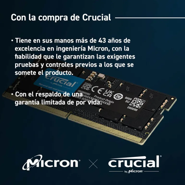 Memoria DDR5 Crucial CT16G48C40S5 16GB 1x16GB 4800MHz CL40 SoDIMM