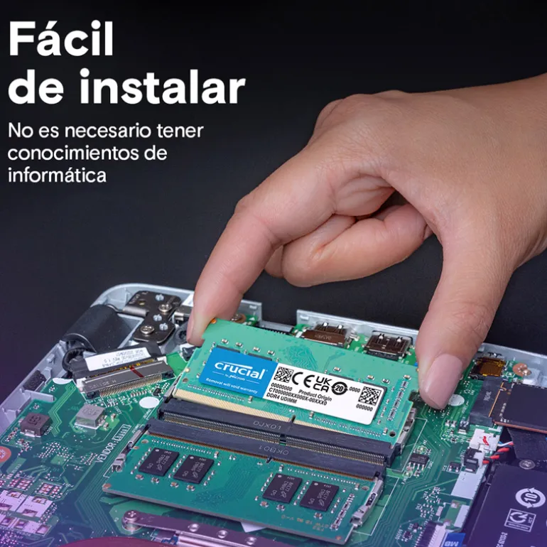 Memoria DDR4 Crucial 16GB 1x16GB 3200MHz CL22 SoDIMM Tray