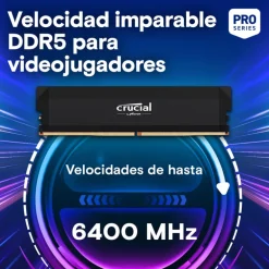 Memoria DDR5 Crucial Pro OC 16GB 1x16GB 6000MHz CL36 EXPO-XMP Negro Tray