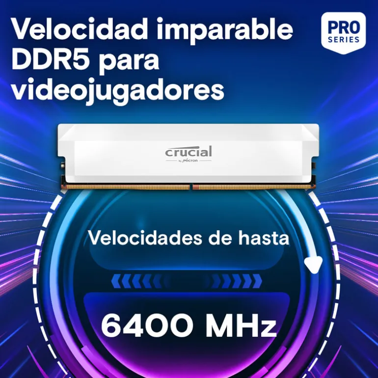Memoria DDR5 Crucial Pro OC 64GB 2x32GB 6400MHz CL40 EXPO-XMP Blanco