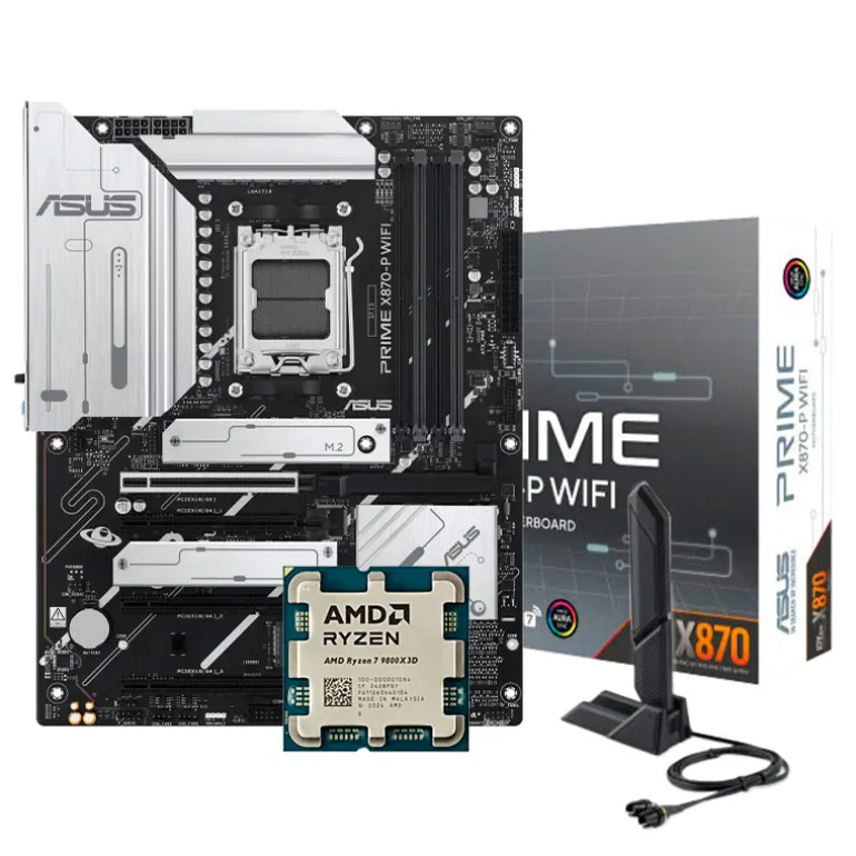 Pack AMD Ryzen 7 9800X3D 5.2GHz Tray + Asus Prime X870-P WIFI