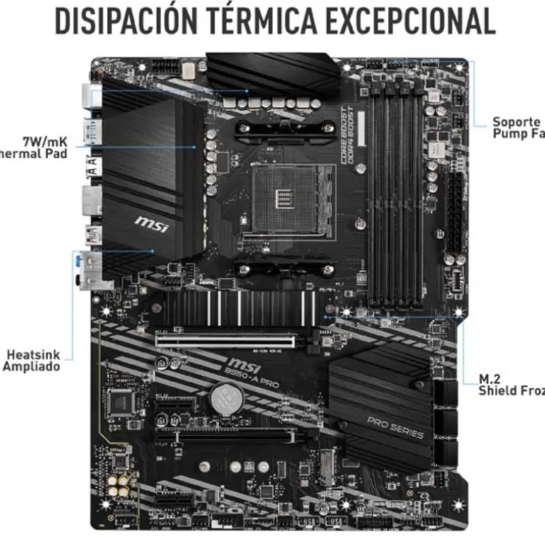 Pack AMD Ryzen 7 5700X 4.6GHz Boxed + MSI B550-A PRO