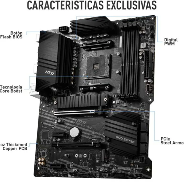 Pack AMD Ryzen 7 5700X 4.6GHz Boxed + MSI B550-A PRO
