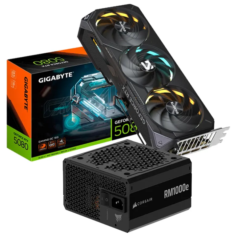 Pack Gigabyte GeForce RTX 5080 Gaming OC 16GB DLSS4+Corsair RM1000e 80 Gold 1000W ATX 3.1 5.1 Modular