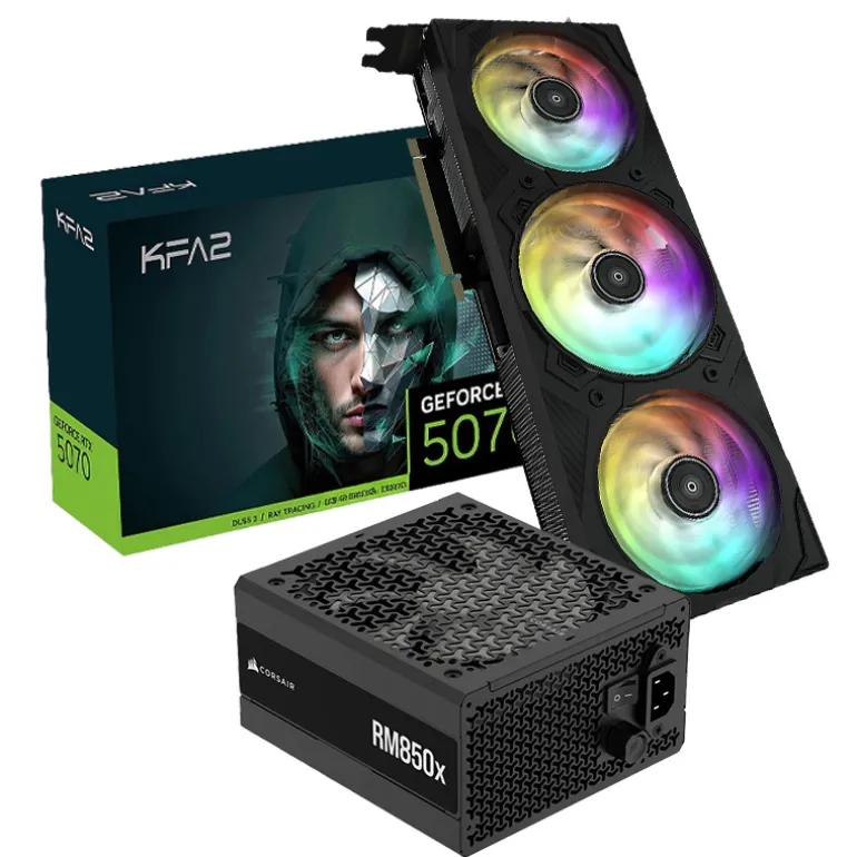 Pack KFA2 GeForce RTX 5070 Ti EX Gamer OC 16GB DLSS4+Corsair RM850x 80 Gold 850W ATX 3.1 5.1 Modular