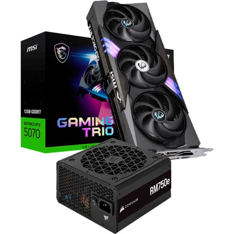 Pack MSI GeForce RTX 5070 GAMING TRIO OC 12GB GDDR7 DLSS4+Corsair RM750e 2023 80 Plus Gold 750W ATX 3.0