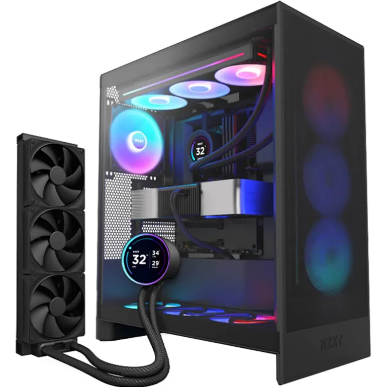 Pack NZXT H7 Flow RGB 2024 Negro + NZXT Kraken Elite 360 RGB LCD Display Negro