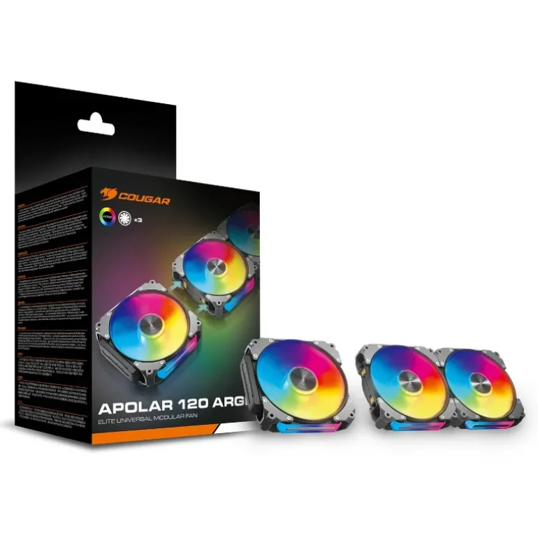 Ventilador Cougar Apolar 120 ARGB Triple Pack Negro Modular