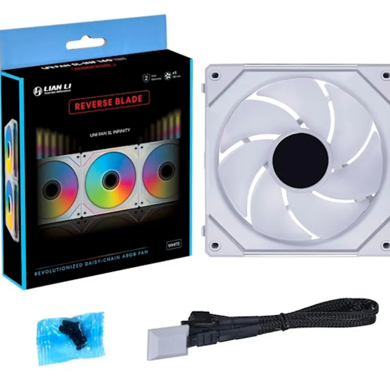 Ventilador Lian Li Uni Fan SL-INF140 ARGB Reverse Blade 140mm Blanco