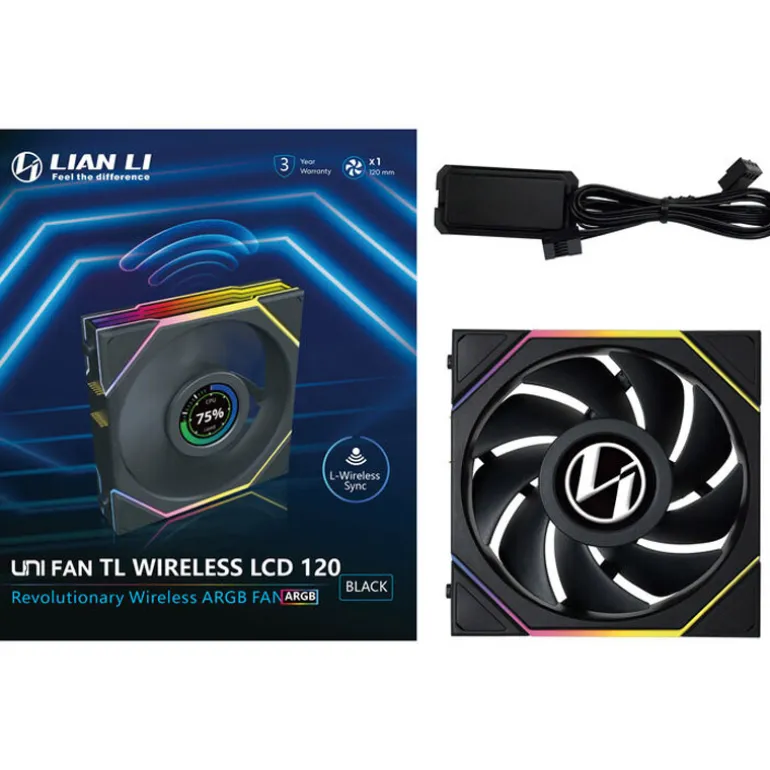 Ventilador Lian Li Uni Fan TL120 Wireless LCD ARGB 120mm Negro